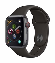 Apple Watch Series 4 (GPS + Cellular, 44mm) - Space Gray Aluminium Case with Black Sport Band (Renewed)