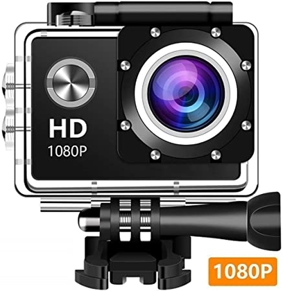 Wewdigi EV5000 Action Camera, 12MP 1080P 2 Inch LCD Screen, Waterproof Sports Cam 140 Degree Wide Angle Lens, 30m Sport Camera DV Camcorder with 10 Accessories Kit