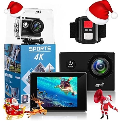 4K Action Camera, Wewdigi HE9000 4K Sports Action Camera Ultra HD 30m Waterproof WiFi 16MP DV Camcorder 170 Degree Wide 2 inch LCD Screen/Remote Control/ 2 Rechargeable Batteries/ 19 Mounting Kits-D4