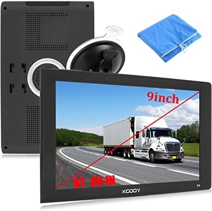 9inch Truck GPS Big Touchscreen Trucking GPS Bluetooth AV-in Xgody GPS Navigation for car Navigation 8GB ROM SAT NAV System Navigator Driving Alarm Lifetime map Updates