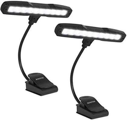 Kootek 2 Pack Clip On Reading Light - 10 LED Rechargeable Book Lights, Music Stand Light Piano Orchestra Lamp with Adjustable Neck USB Desk Lamps