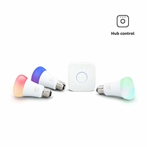 Philips Hue White and Color Ambiance LED Smart Light Bulb Starter Kit, 3 A19 Smart Bulbs &amp; 1 Hue Hub (Works with Alexa, Apple HomeKit &amp; Google Assistant)