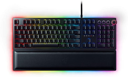 Razer Huntsman Elite Gaming Keyboard: Fastest Keyboard Switches Ever - Clicky Optical Switches - Chroma RGB Lighting - Magnetic Plush Wrist Rest - Dedicated Media Keys & Dial - Classic Black