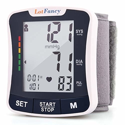 LotFancy Wrist Blood Pressure Monitor Cuff, 2Users, 120 Reading Memory, Manual Blood Pressure Cuff (5.3"-8.5"), Digital Blood Pressure Monitor with Large Screen, Digital Sphygmomanometer for Home Use