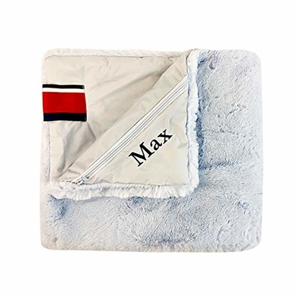 People recommend "Pretty Rugged Faux Fur Luxe Customizable Pet Blanket || Embroidered Your Pet's Name || Perfect Carriers, Cars, Cages Much More! (Small Pet- Blue Mink)"