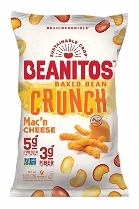 People recommend "Beanitos Baked White Bean Mac N' Cheese Crunch Grain-Free Non-GMO Gluten Free Protein Puff Snack (Pack of 6)"