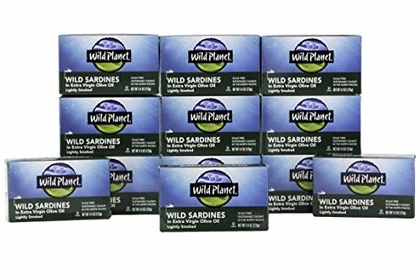 People recommend "Wild Planet Wild Sardines in Extra Virgin Olive Oil, Lightly Smoked, Keto and Paleo, 4.4 Ounce, Pack of 12"