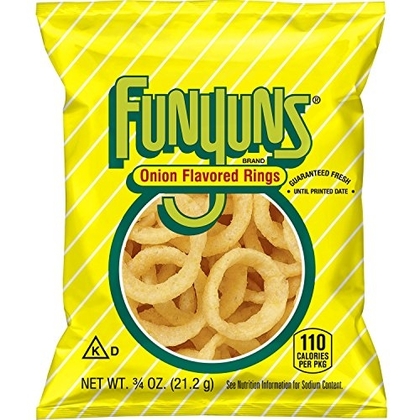 La gente recomienda "Funyuns Onion Flavored Rings, .75 Ounce (Pack of 40)"