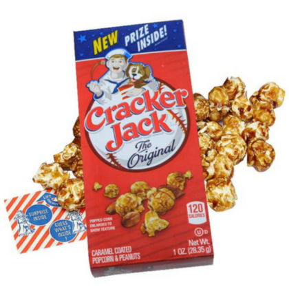 People recommend "Cracker Jack Original Caramel Coated Popcorn and Peanuts 8.5 Oz. [Pack of 3]"