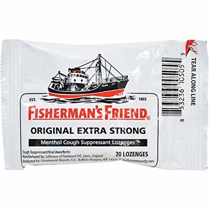 People recommend "Fisherman's Friend Lozenges, Original Extra Strong - 20 Lozenges each (Pack of 6)"