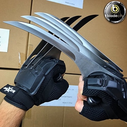 People recommend "Blade City Wolverine Claws - Wolverine Accessories for Xmen Costume or Marvel Cosplay - 2x9 Inch Metal Blades with Wood Handle Scales (Gloves Not Included)"