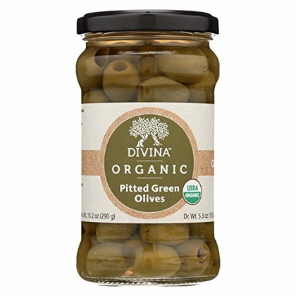 People recommend "Divina Organic Pitted Green Olives - Case of 6 - 6 oz."