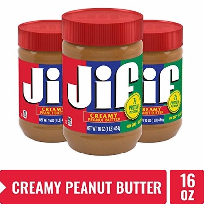 People recommend "Jif Creamy Peanut Butter, 7g (7% DV) of Protein per Serving, Smooth, Creamy Texture, No Stir Peanut Butter, 16 Ounce, Pack of 3"