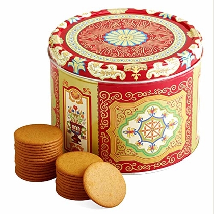 People recommend "Nyakers Gingerbread Snaps Cookie Tin, Finest Ginger Snaps Original Flavor Swedish Cookie - Perfect Cookies on the Go - With Protective Insert - Classic Round - 750 Grams - 26.45 Ounce - 1.65 Pounds"