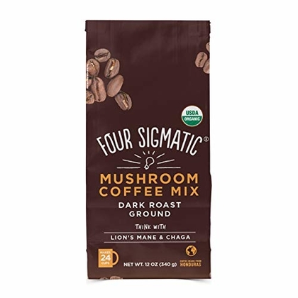 People recommend "Four Sigmatic Mushroom Ground Coffee - USDA Organic and Fair Trade Coffee with Lions Mane and Mushroom Powder - Focus, Wellness - Vegan, Paleo - 12 Oz - Dark Roast"