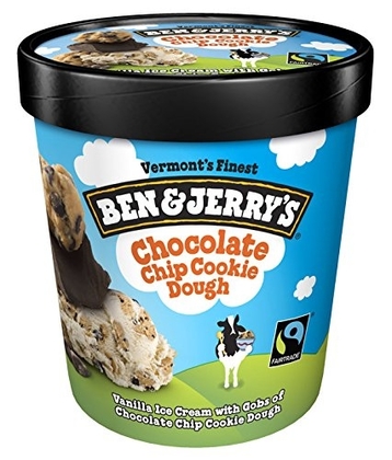 People recommend "Ben &amp; Jerry's - Vermont's Finest Ice Cream, Non-GMO - Fairtrade - Cage-Free Eggs - Caring Dairy - Responsibly Sourced Packaging, Chocolate Chip Cookie Dough, Pint (8 Count)"