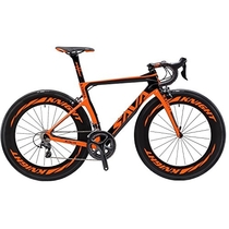 People recommend "SAVADECK Phantom 2.0 Carbon Fiber Road Bike 700C Racing Bicycle with Ultegra 8000 22 Speed Group Set, 25C Tire and Fizik Saddle (New Orange - 88mm Wheels, 470MM)"
