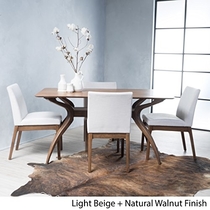 People recommend "Katherine Light Beige Fabric/Natural Walnut Finish Curved Leg Rectangular 5 Piece Mid Century Modern Dining Set"