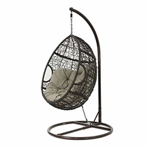 People recommend "GDF Studio Leasa Outdoor Multibrown Wicker Hanging Basket Chair with Khaki Water Resistant Cushions and Brown Iron Base"