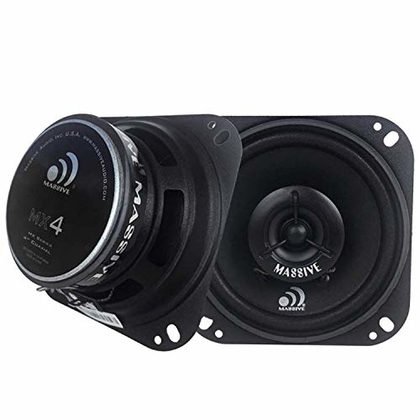 People recommend "Massive Audio MX4 MX Series Coaxial Car Speakers. 60 Watts, 4 Ohm, Heavy Duty 4 Inch Shallow Mount Car Speakers. Enjoy Crystal Clear Sound with These Great Car Speakers Set (Sold in Pairs)"