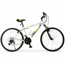 People recommend "Murtisol Mountain Bike 26'' Hybrid Bike with Front/Full Suspension, 18 Speeds Derailleur, Designed Heavy-Duty Kickstand, Adjustable Seat in 4 Colors (Green White)"
