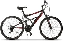People recommend "Murtisol Mountain Bike 26 inches Hybrid Bike with Front/Full Suspension, Hardtail Bicycle with 18 Speeds Derailleur, Designed Heavy-Duty Kickstand, Adjustable Seat, Black Red"