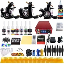People recommend "Solong Tattoo kits Complete Tattoo Kit 3 Pro Professional Machine Guns 8 Inks Power Supply Foot Pedal Needles Grips Tips TK352"