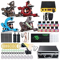 People recommend "Dragonhawk Complete Tattoo Kit 4 Standard Tunings Tattoo Machines Power Supply 10 Color Immortal Tattoo Inks 50 Needles Tips Grips with Case D139GD"