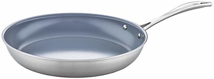 People recommend "ZWILLING 64010-301 Spirit Ceramic Nonstick Fry Pan, 12-inch, Stainless Steel"