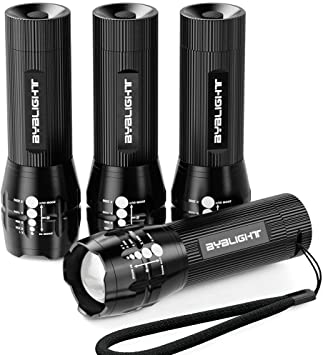 People recommend "Pack of 4 Flashlights, BYBLIGHT 150 Lumen Ultra Bright LED Flashlight, Zoomable Tactical Flashlight with 3 Modes for Indoors and Outdoors (Camping, Cycling, Emergency, and Gift-Giving) "