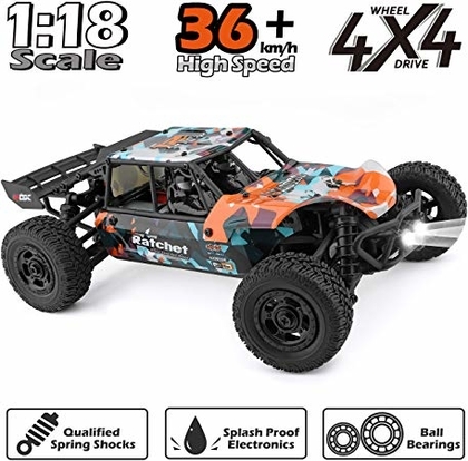 People recommend "HAIBOXING RC Cars 1:18 Scale 4WD Off-Road Buggy 36+KM/H High Speed 18856, 2.4 GHz All-Terrain Waterproof Radio Controlled Trucks, Hobby Grade RTR Electric Remote Controlled Car for Kids and Adults"