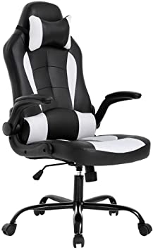 People recommend "BestOffice PC Gaming Chair Ergonomic Office Chair Desk Chair with Lumbar Support Flip Up Arms Headrest PU Leather Executive High Back Computer Chair for Adults Women Men, Black and White"