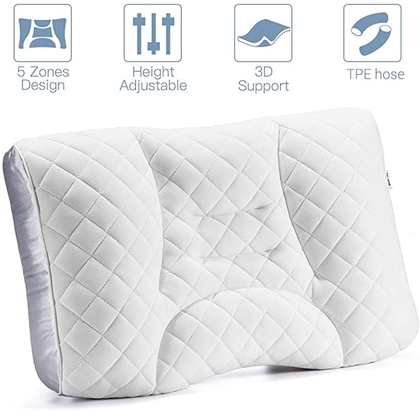 People recommend "LUXEAR Bed Pillow, Adjustable Pillow for Sleeping, Fill with Innovative TPE Hose, DIY 5 Partition Design, Machine Washable, Relief Neck & Shoulder Pain, Perfect for Side,Back,Stomach Sleeper"