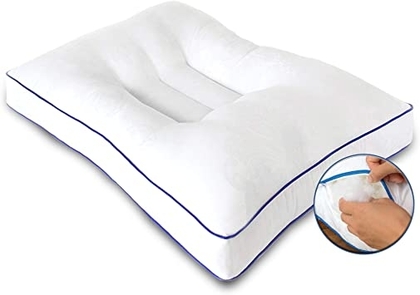 People recommend "Nature's Guest Adjustable Cervical Pillow Contour Orthopedic Support Cervical Neck Traction for Neck Pain and Back Pain Relief Neck Pillow Back Pillow and Side Sleeper Pillow No Memory Foam Odor White"