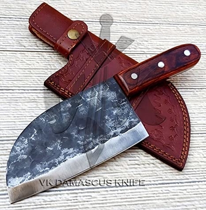 People recommend "Handmade forged Carbon Steel butcher Serbian Cleaver Chopper Kitchen Chef Knife Pakka Wood Handle comes with Leather Sheath DW4095"