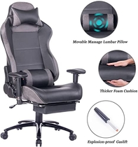 People recommend "HEALGEN Massage Gaming Chair Office Chair with Heavy Duty Metal Base,Reclining High Back PU Leather PC Computer Racing Desk Chair with Footrest and Lumbar Support (8263 Grey)"