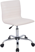 People recommend "AmazonBasics Modern Adjustable Low Back Armless Ribbed Task Desk Chair, White, BIFMA Certified"