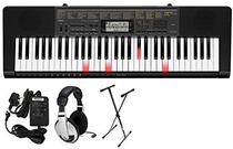 People recommend "Casio LK-265 PPK 61-Key Premium Lighted Keyboard Pack with Stand, Headphones & Power Supply"