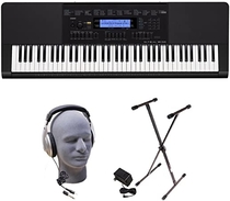 People recommend "Casio WK-245 PPK 76-Key Premium Portable Keyboard Package with Headphones, Stand and Power Supply"