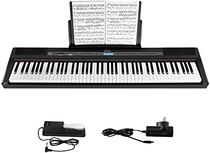 People recommend "Donner DEP-20 Beginner Digital 88 Key Full Size Weighted Keyboard, Portable Electric Piano with Sustain Pedal, Power Supply"