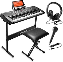 People recommend "Hamzer 61-Key Portable Electronic Keyboard Piano with Stand, Stool, Headphones, Microphone & Sticker Sheet"