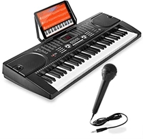 People recommend "Hamzer 61-Key Digital Music Piano Keyboard - Portable Electronic Musical Instrument - with Microphone and Sticker Shee"
