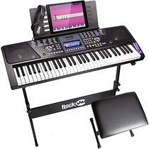 People recommend "RockJam 61-Key Electronic Keyboard Piano SuperKit with Stand, Stool, Headphones & Power Supply, Black - RJ561"