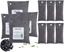 People recommend "KANGLE Activated Bamboo Charcoal Air Purifying Bags, 10packs Efficient Odor Eliminators Natural Activated Charcoal Deodorizers Air Freshener Moisture Absorber for Home Closet Fridge Car"