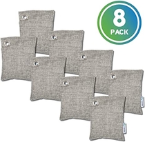 People recommend "Guardian Technologies CB1008PK Pure Guardian Bamboo Charcoal Air Purifier Bags, Eco-Friendly, Naturally Absorbs Odors, Excess Moisture and Pollutants, 8-pack - 100g each, Gray"