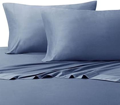 People recommend "Royal Hotel Split-King: Adjustable King Bed Sheets 5PC Solid Periwinkle 100% Cotton 600-Thread-Count, Deep Pocket"