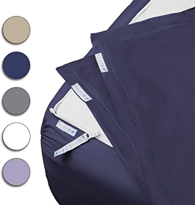 People recommend "QuickZip Fitted Sheet - Includes 1 Fitted Sheet Base & 2 Zip-On Sheets - Easy to Change, Won’t Pop Off King Sheet - Soft Percale 200 TC Cotton Fitted Sheets – 17.5” Deep Pockets King Size – Navy"