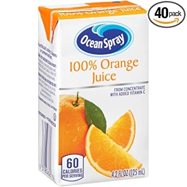 People recommend "Ocean Spray 100% Orange Juice, 4.2 Ounce Juice Box"