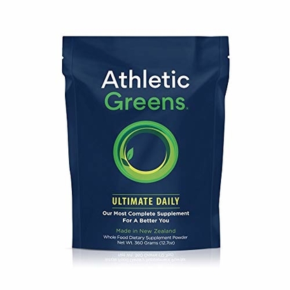 People recommend "Athletic Greens Ultimate Daily, Whole Food Sourced All In One Greens Supplement, Superfood Powder, GlutenFree, Vegan and Keto Friendly, 30 Day Supply, 360 grams"