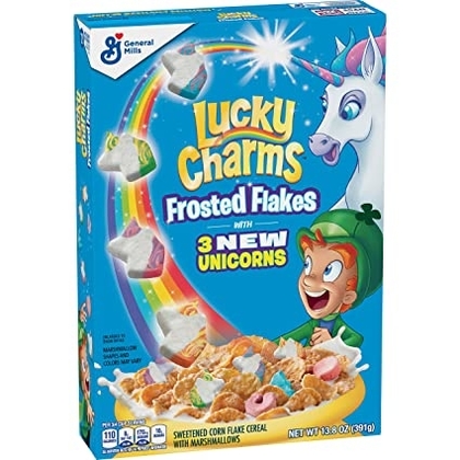 People recommend "Lucky Charms Frosted Flakes, Marshmallow Cereal, Whole Grain, Unicorns"